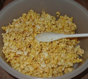 Coat Popcorn with Syrup