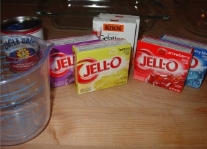 Ingredients for Layered Jello Cubes
